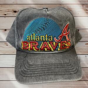Vintage ’47 Brand Atlanta Braves Embroidered Corduroy Hat Gray Red Baseball Cap